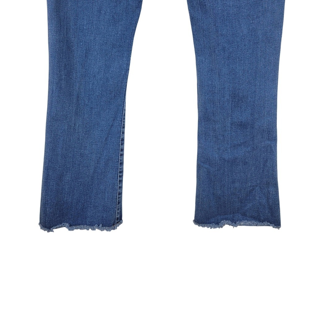 Free People Wide Leg Frayed Hem Jeans 27 Boho Mid Rise Ankle Denim Blue - Picture 8 of 9